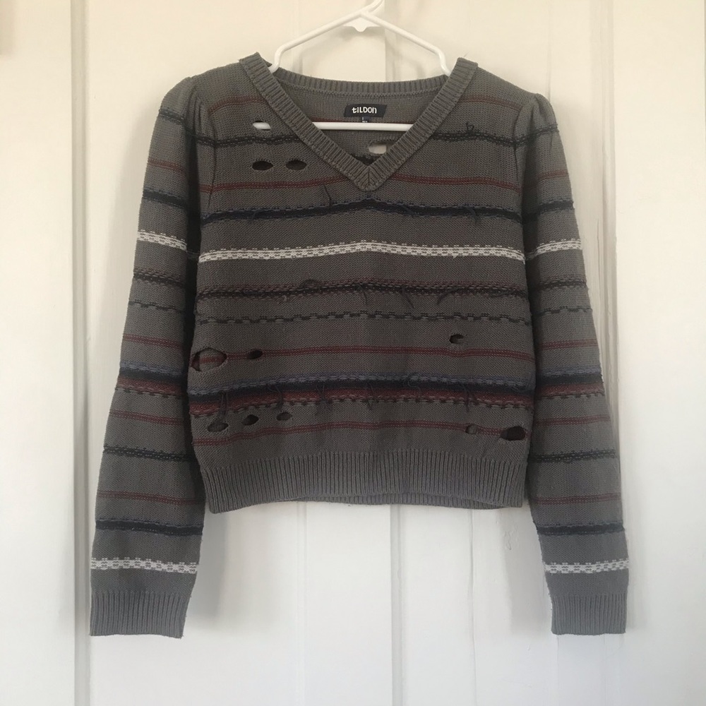 Tildon distressed crop sweater